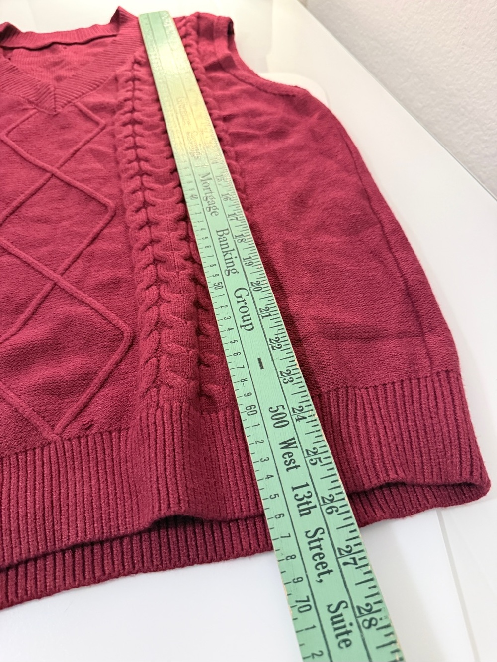 Women's Cable Knit V-Neck Sweater Vest - Rose Red - Picture 6 of 6